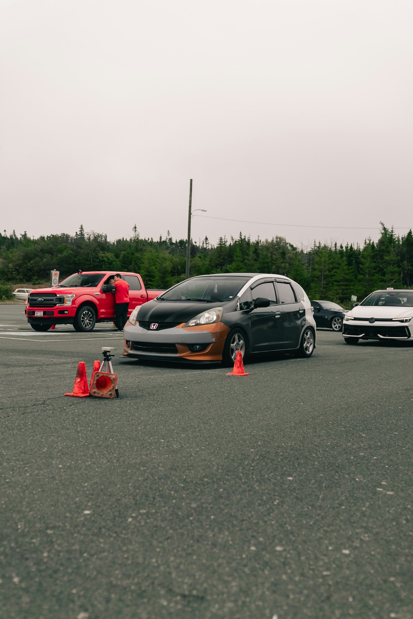 Parking lot lesson with traffic cones